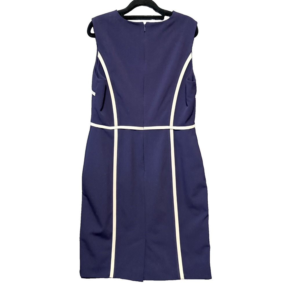 Calvin Klein White Piping Sheath Dress Navy Sz 12 business casual work office - Picture 2 of 7